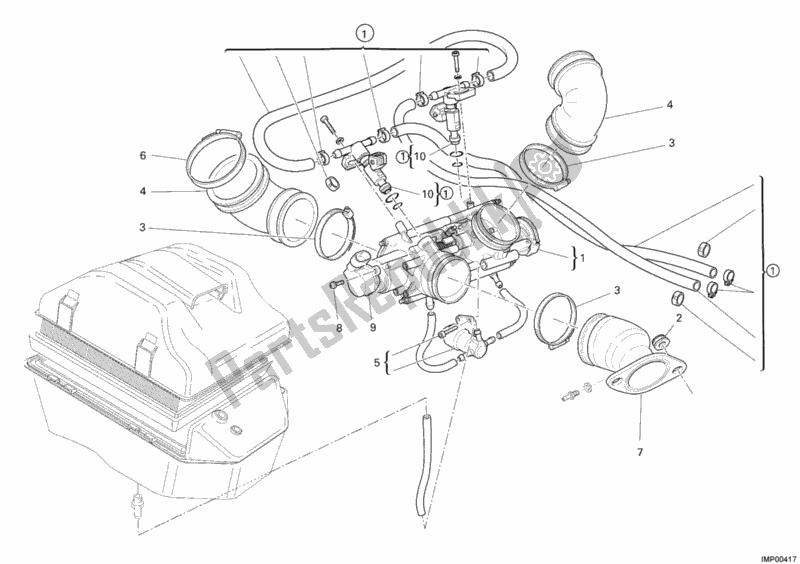 All parts for the Throttle Body of the Ducati Monster S2R 1000 USA 2006